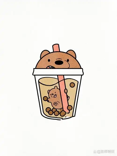 萌萌的三只熊系列奶茶|夏日饮品可爱简笔画