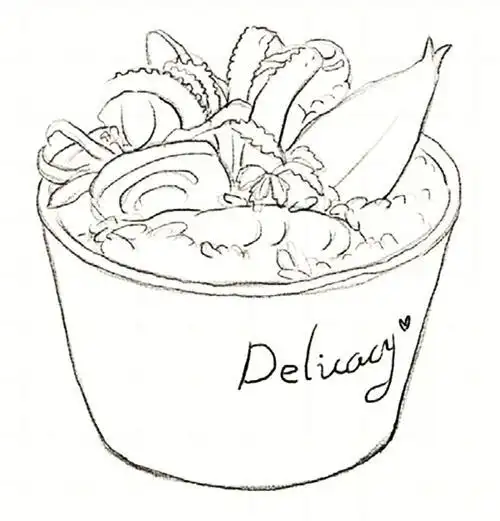 海鲜饭的简笔画