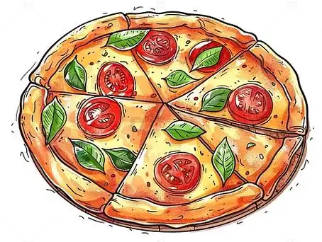 手绘披萨美食卡通插画