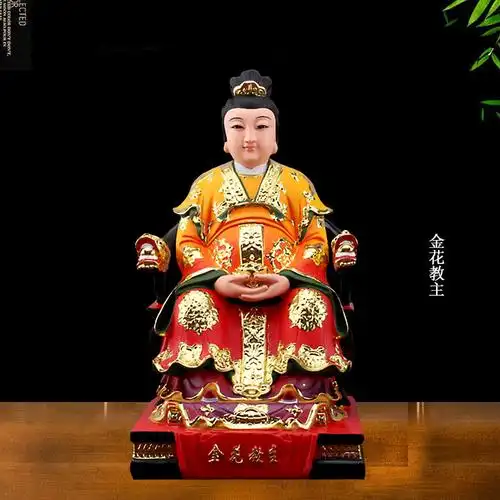 树脂彩绘金花教主娘娘神像银花教主像居家用客厅桌面人物摆件