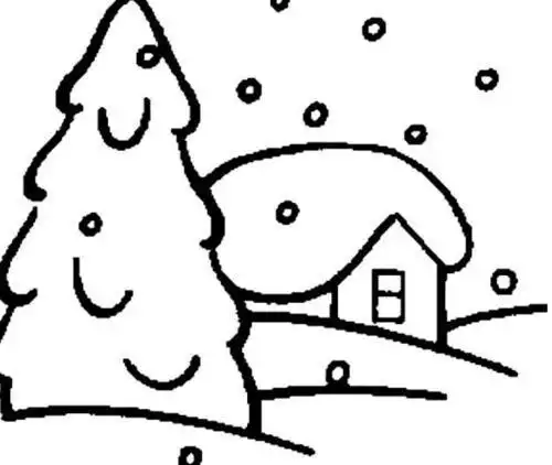 冬天美丽的雪景简笔画图片 冬天简笔画