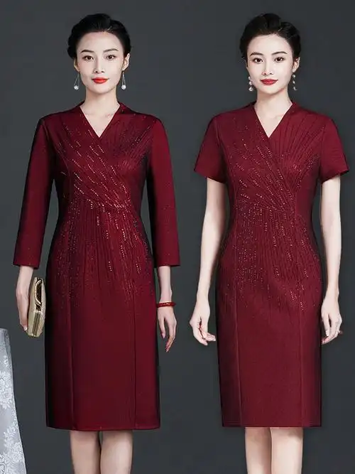 参加嫁女儿结婚礼妈妈礼服加大码高端春夏季连衣裙秋喜婆婆婚宴装
