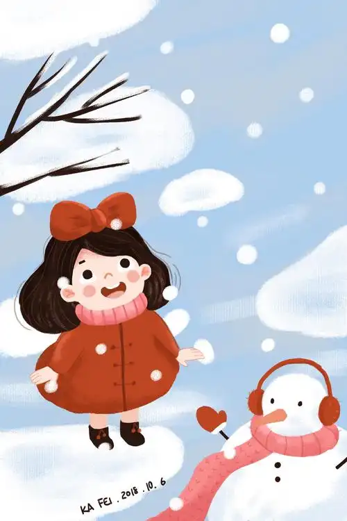 儿童插画 下雪了