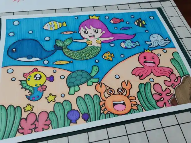 马克笔儿童画海洋世界