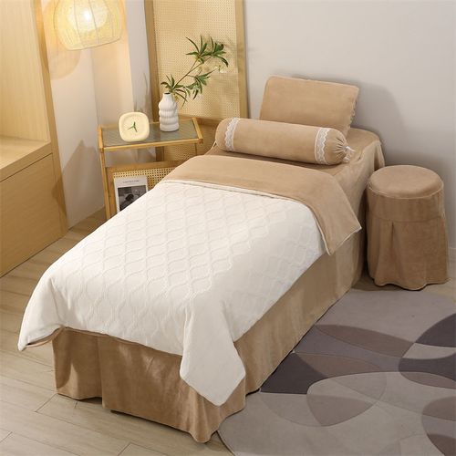 美容床罩四件套牛奶绒高档轻奢美容床专用按摩床单床罩床套水晶绒