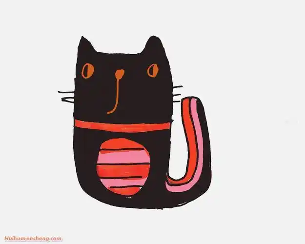 黑色猫咪简笔画卡通