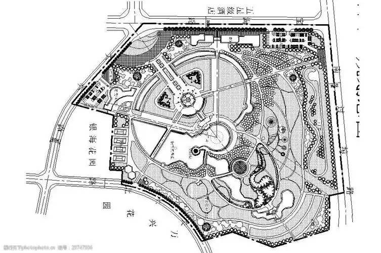 关键词:某公园详细规划总图平面图 cad 景观 设计 绿化 绿植 园林设计