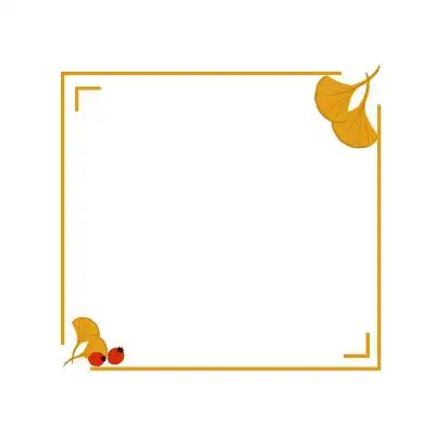黄色简约大气银杏矩形边框文本框霜降边框png素材