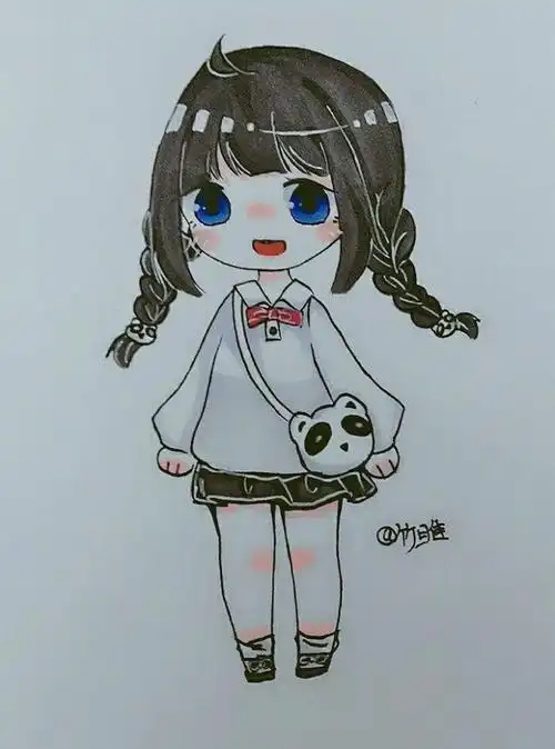 q版 少女 呆萌 可爱 马克笔[作者°竹睢]