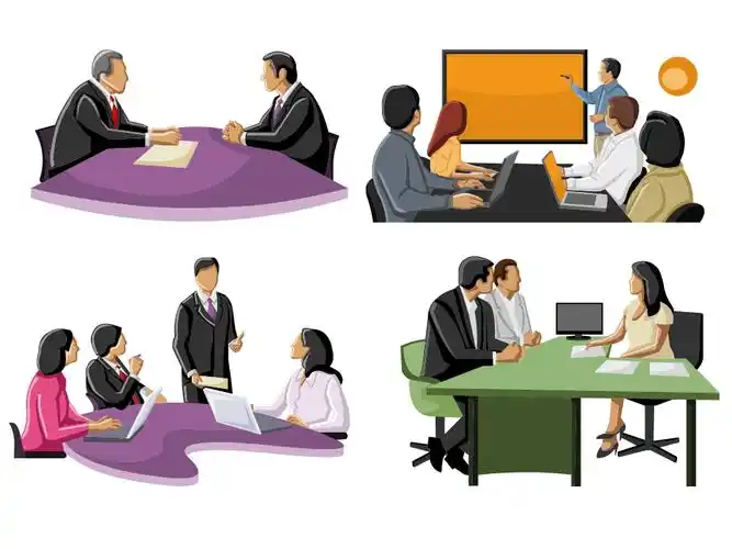 商务人物会议讨论彩色剪影类ppt素材