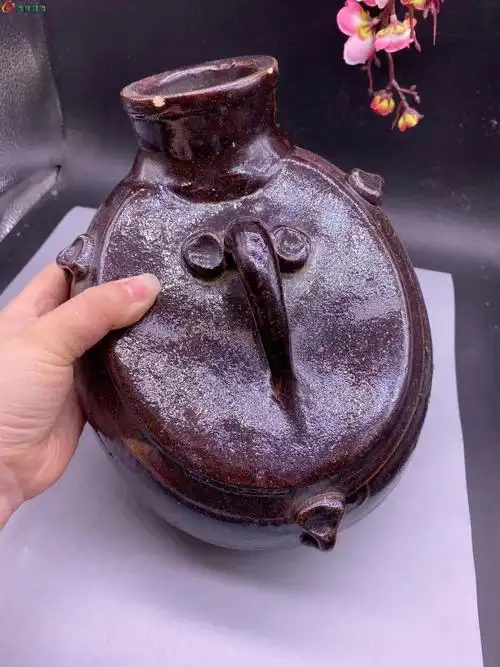 民国老窑酱釉夜壶