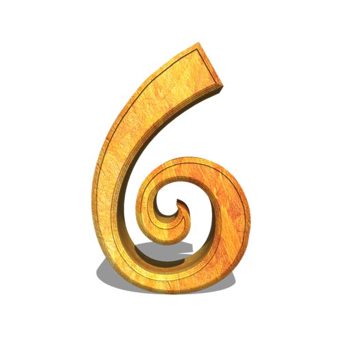 3d立体木质阿拉伯数字6图片