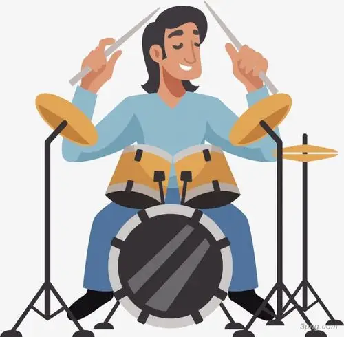 一个正在打架子鼓的男子