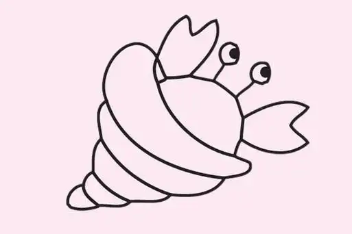 寄居蟹简笔画的画法步骤教程及图片大全