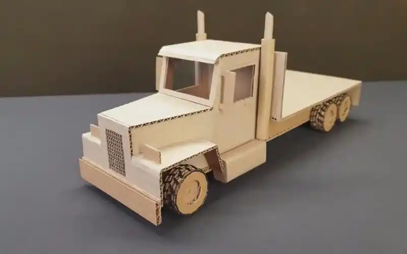 趣味手工diy纸板卡车模型的制作方法