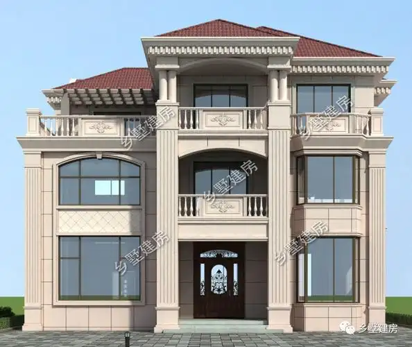 立面图1:大门正对三步台阶,带有层次感.