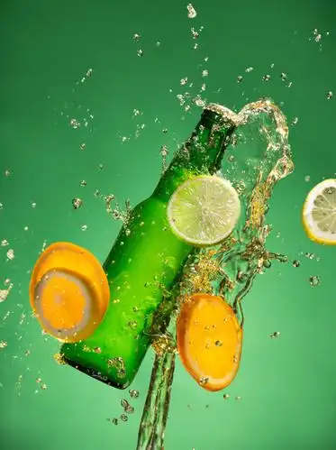 图片 创意图片 绿色背景前的柠檬水果饮料绿色背景前的柠檬水果饮料
