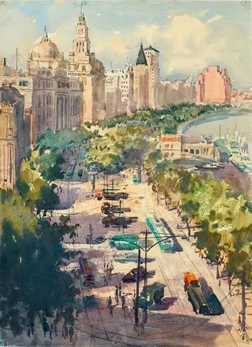 上海外滩 水彩纸本 54×39cm 1981年