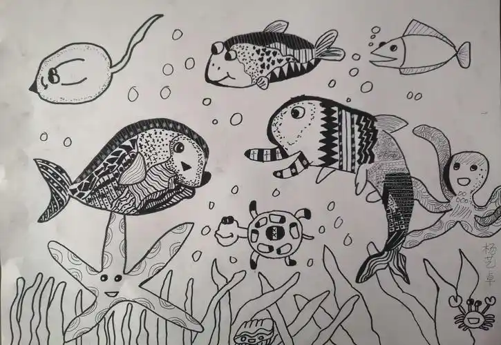 优彩少儿美术大师班第22轮《线描海底世界》 - 美篇