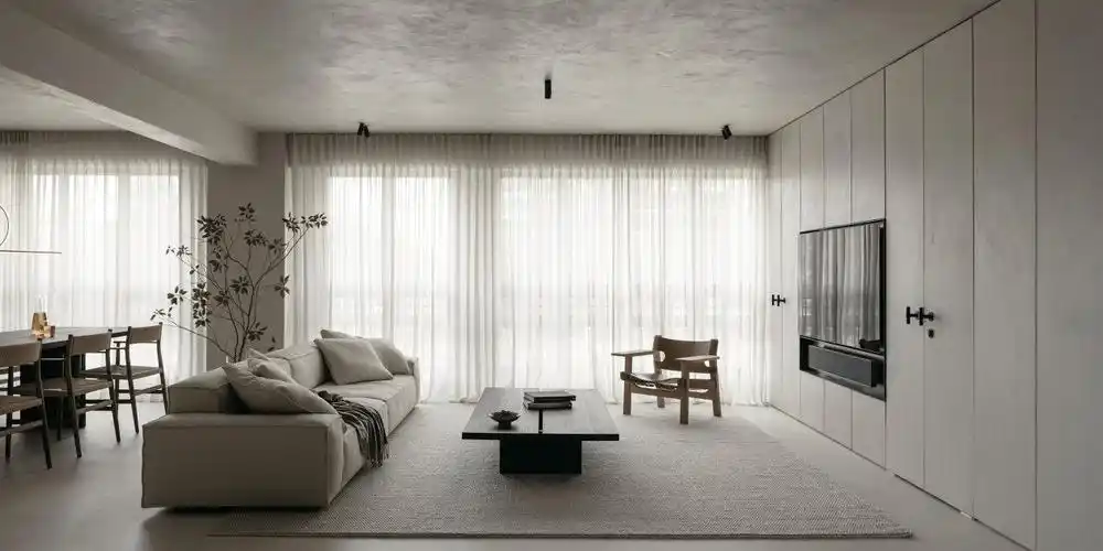 现代简约装修风格微水泥无缝设计极简禅意生活空间