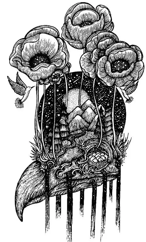 手绘插画线稿,视觉传达图形创意元素素材积累#平面设计手绘##黑白装饰