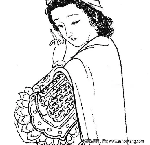 水浒人物_扈三娘 白描图片高清下载-名画油画网