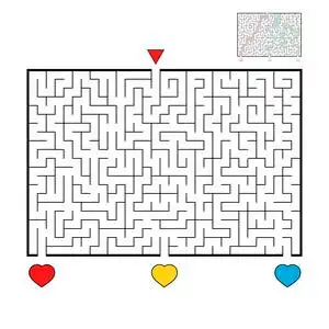 平的向量例证圣诞老人迷宫游戏模板插图成功完成迷宫与追踪箭头的插图