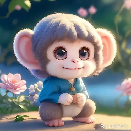 小动物头像系列.猴子,之《苹果小猴》