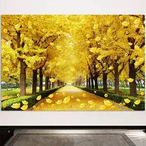 财源滚滚风水画黄金满地金钱树挂画发财树招财聚财意境森林自粘画