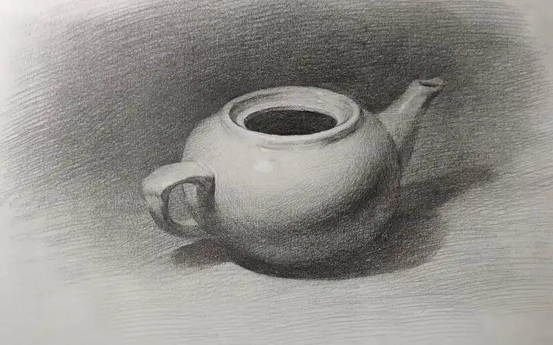 【素描静物】陶罐,陶瓷水壶素描
