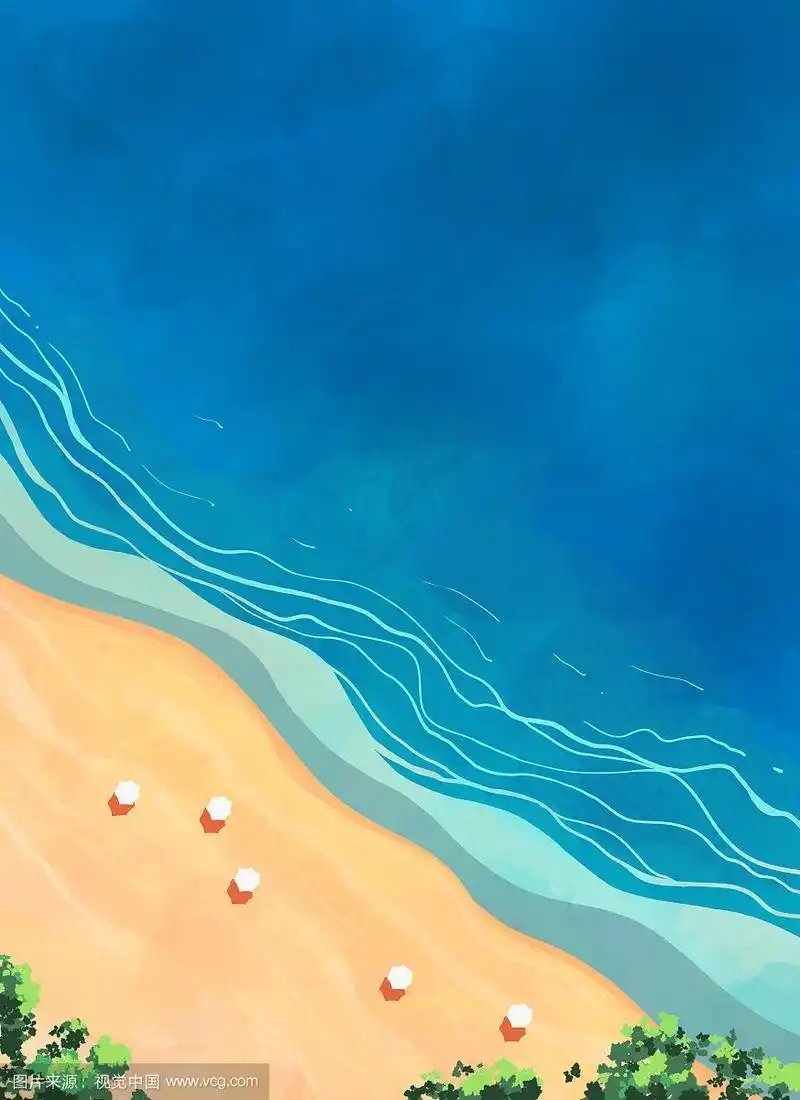 海与沙滩热带度假风景插画竖版
