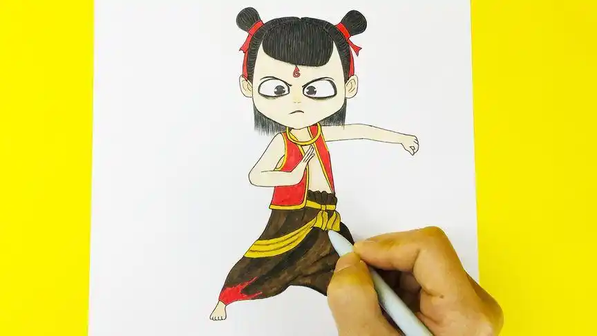 手绘《哪吒之魔童降世》简笔画 一起来画吧