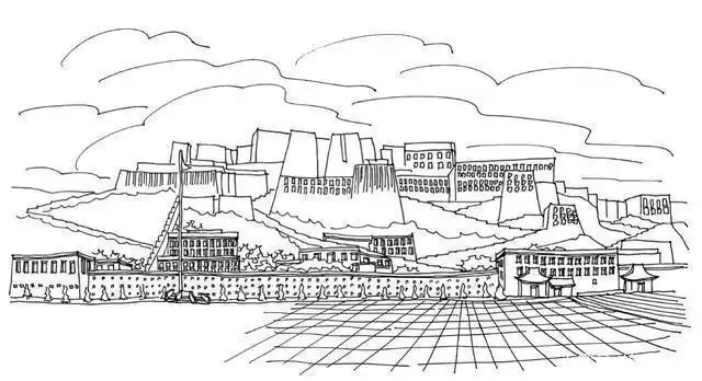 零基础钢笔画教程:分步骤图解教你画布达拉宫,简单易学,快临摹