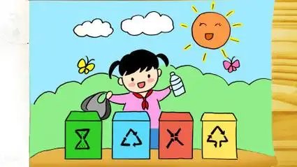 儿童垃圾分类环保主题简笔画,可画在小报上
