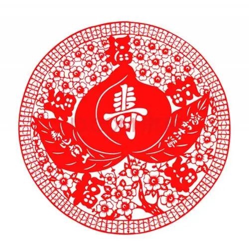 剪纸窗花宣纸玻璃贴纸窗贴装饰画出国礼品中国特色剪纸 20cm五福捧寿