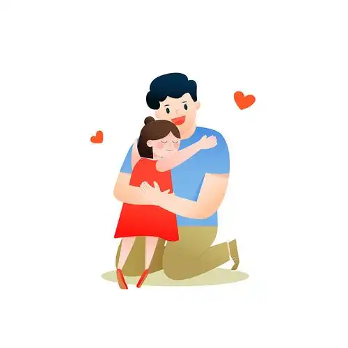 父女温馨拥抱矢量插画图片下载