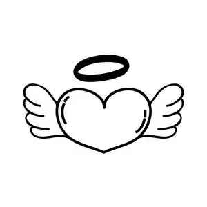 翅膀光环线爱心与翅膀和光环设计矢量插图照片