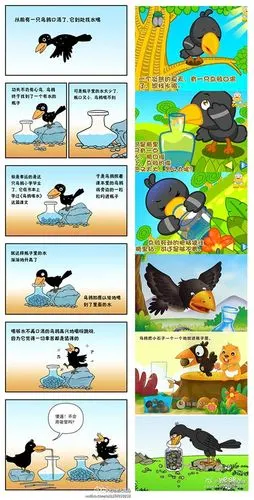 求乌鸦喝水全过程的简笔画图片,如下图
