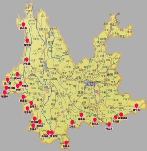 云南边境和缅甸地图