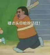 糟老头你给我站住 - 胖虎拿棍子打人表情包