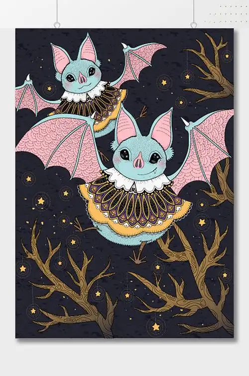 创意手绘蝙蝠插画