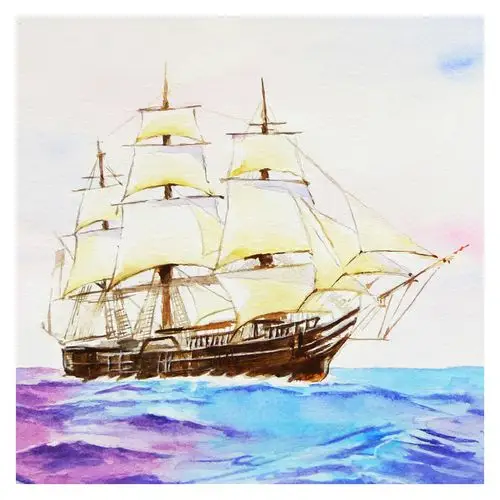 陈超《一帆风顺》水彩