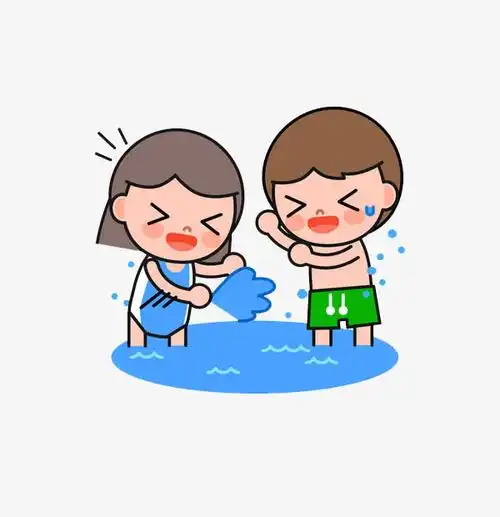 戏水男女宝宝笑