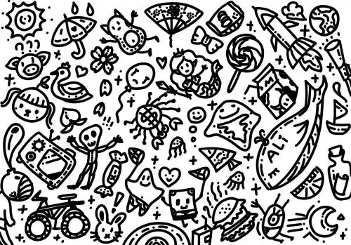 趣味黑白线条涂鸦 涂鸦