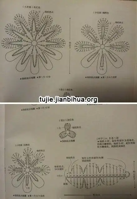 牡丹花钩针编织方法图解