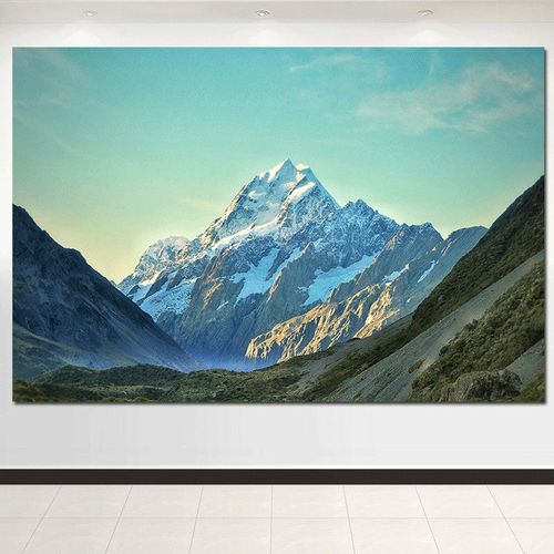 财源滚滚雪山雪景背有靠山装饰画冰川雪山画自然风光装饰画壁画f4