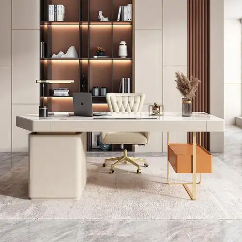 轻奢现代岩板书桌书房写字台简约现代风格设计师办公桌台式电脑桌