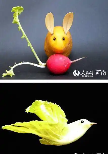 大爷用蔬菜制作出动物世界惟妙惟肖好生动