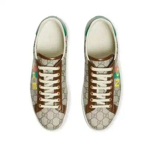 gucci古驰男鞋经典款男士棕色系字母图案休闲系带运动鞋棕色6363582gc