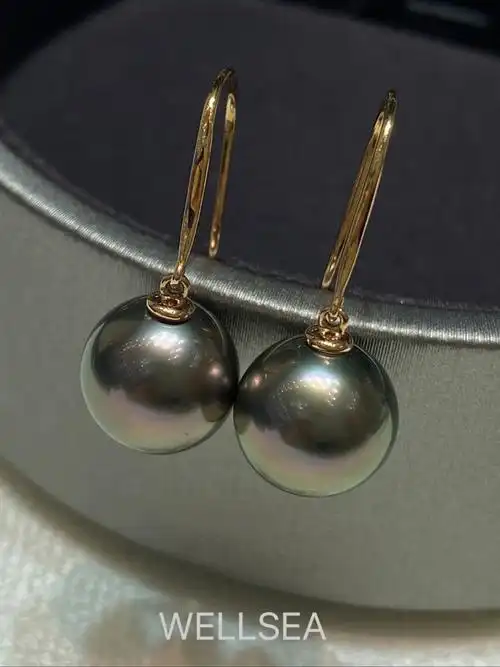 大溪地珍珠耳环18k金